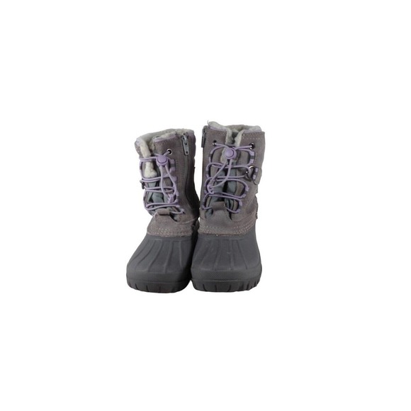 Lands' End Girls Purple Gray Zipper Round Toe Mid Calf Snow Boots Size US 11 - Picture 1 of 9